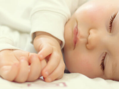 White baby peacefully sleeping